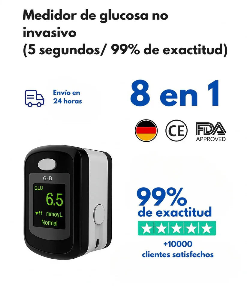 Medidor de Glucosa sin Pinchazos – 5 Segundos / 99% de precisión
